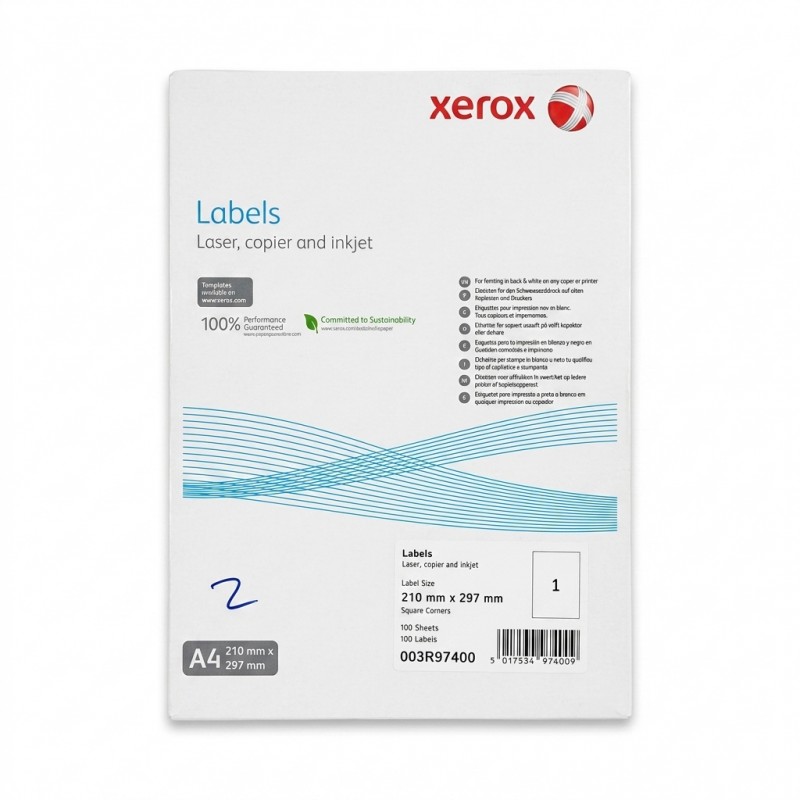 Etichete autoadezive Xerox A4 albe 210x297 mm 100 coli imprimanta laser inkjet
